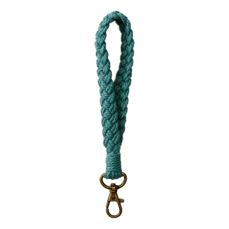 K68377 Solid Color Wrist Strap Weave Phone Lanyard Charm Wristlet Keychain for Phone Case - Dark Green