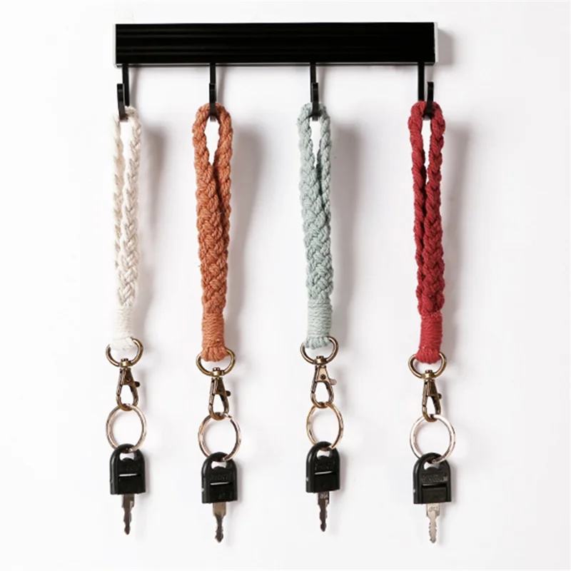 K68377 Solid Color Wrist Strap Weave Phone Lanyard Charm Wristlet Keychain for Phone Case - Dark Green