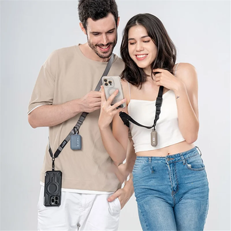 JTLEGEND VENTURE Cell Phone Lanyard Magnetic Buckle Adjustable Crossbody Phone Shoulder Strap with Patch - Grey