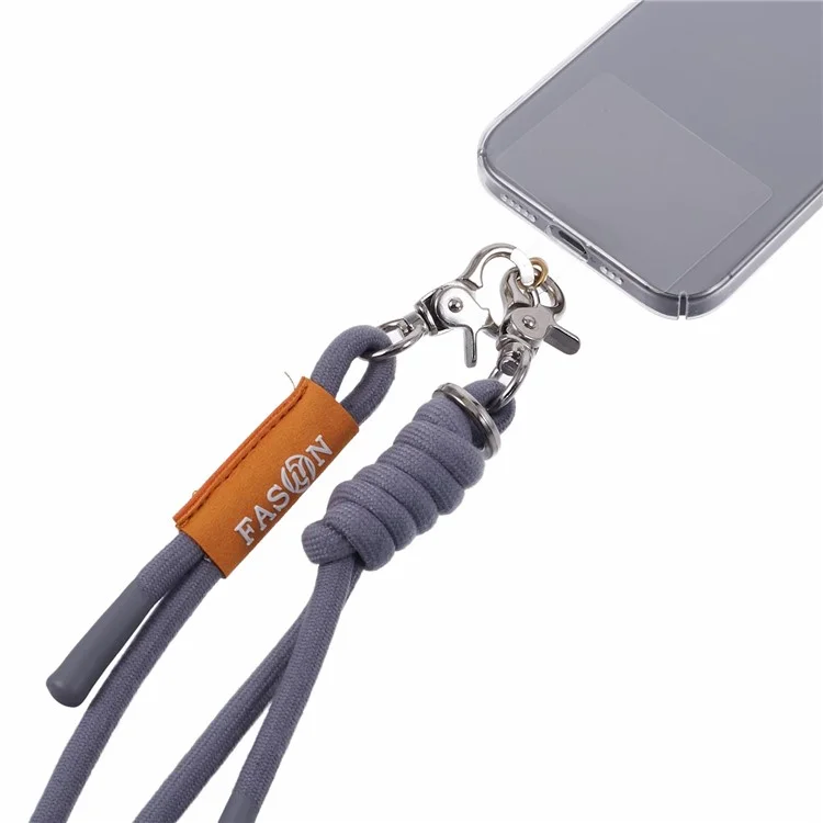 A1 Style Phone Lanyard 60cm Universal Crossbody Cell Phone Lanyards Shoulder Neck Strap with Patch - Grey