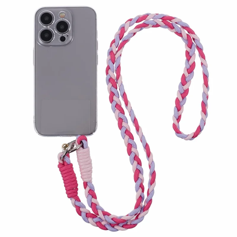 Alça de Ombro Transversal de 60cm para Celular Estilo A5, Trançada em Poliéster - Rosa Roxo