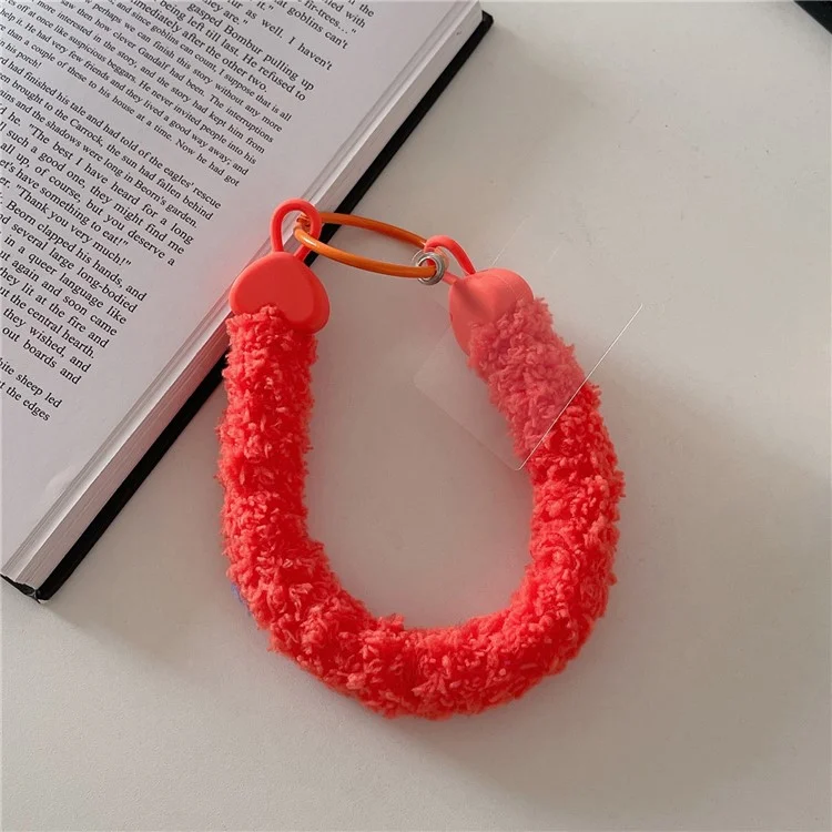 Dragonne de téléphone style A7 en peluche anti-perte avec attache - Orange