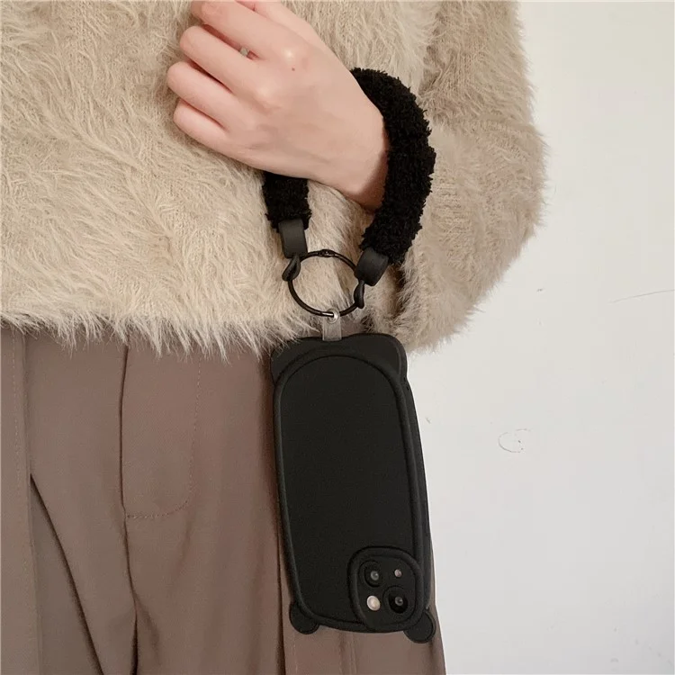 Dragonne de téléphone style A7 en peluche anti-perte avec attache - Orange