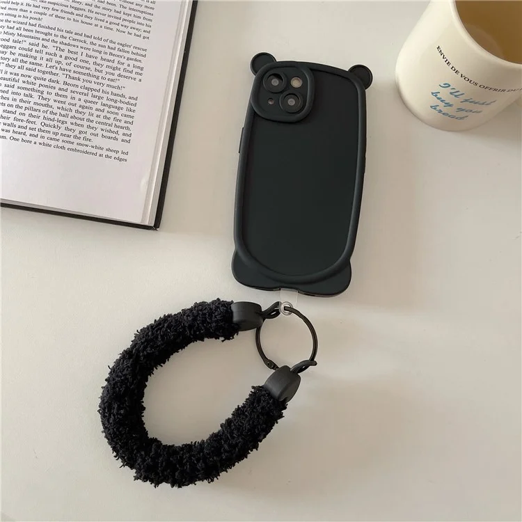 Dragonne de téléphone style A7 en peluche anti-perte avec attache - Orange