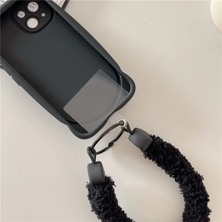 Dragonne de téléphone style A7 en peluche anti-perte avec attache - Orange