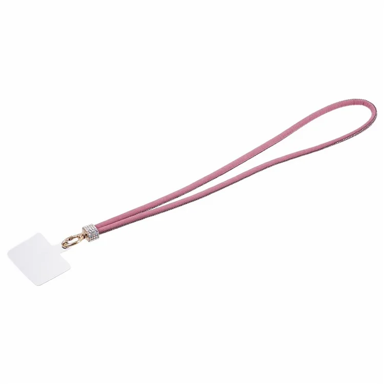 A11 Style 80cm Phone Lanyard Rhinestone Decor Bling Neck Lanyard with Patch - Light Purple