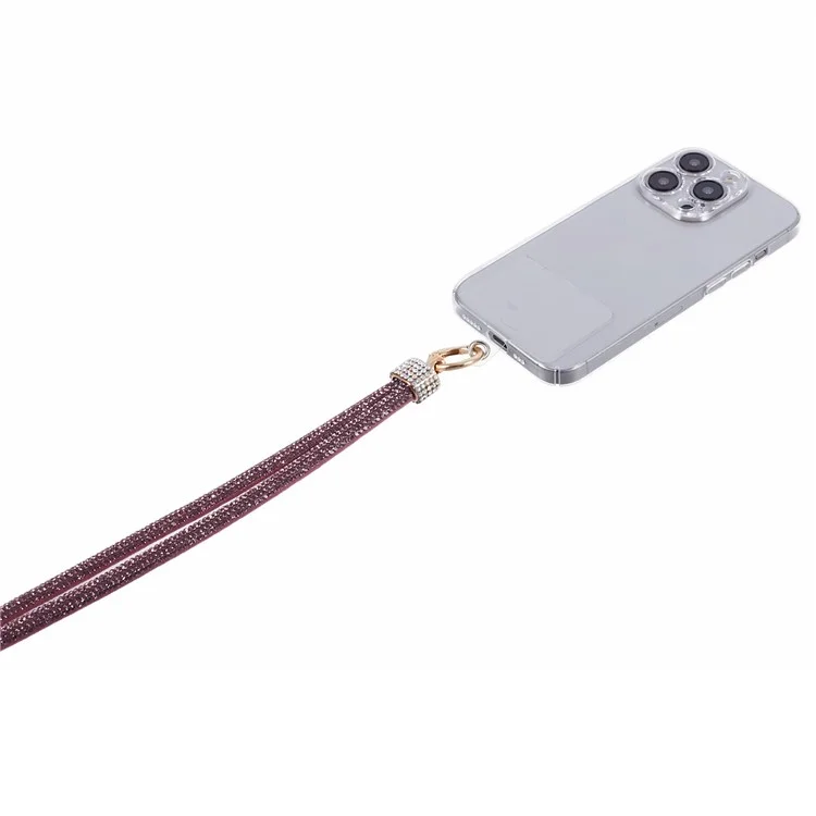A11 Style 80cm Phone Lanyard Rhinestone Decor Bling Neck Lanyard with Patch - Light Purple