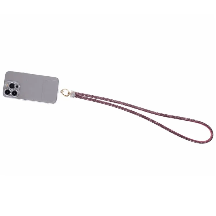 A11 Style 80cm Phone Lanyard Rhinestone Decor Bling Neck Lanyard with Patch - Light Purple
