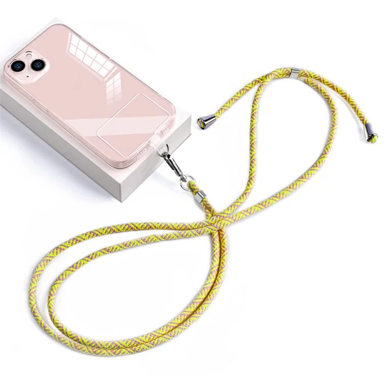 Handyband Crossbody 6mm Dickes Nylonseil Längenverstellbar mit Polster - Gelb Grün Pink / Y-Muster
