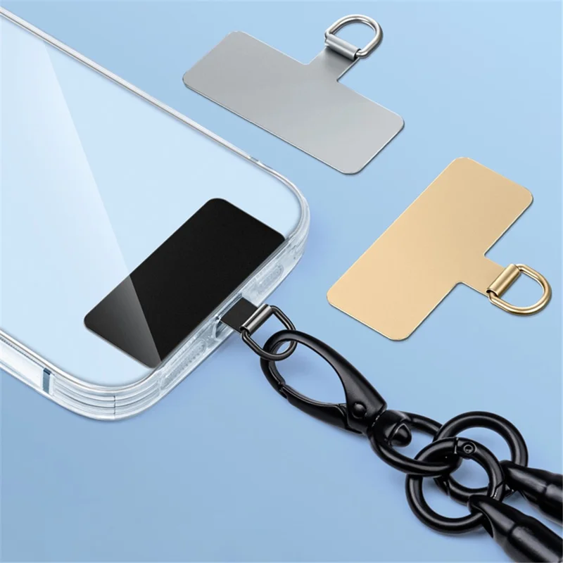 Cell Phone Lanyard Pad Safety Stainless Steel Phone Lanyard Patch - Champagne Gold