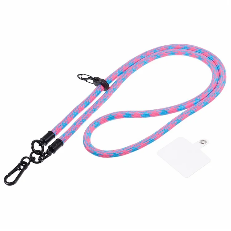 Cell Phone Strap 8mm Thickness Anti-Theft Adjustable Nylon Neck Lanyard with Clear Patch - Style A