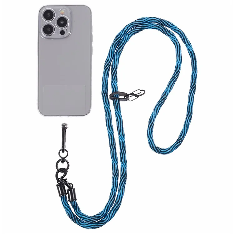 Sangle de téléphone universel de 8 mm S-Texture Neck Strap Rope avec patch - Bleu