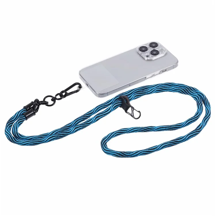 Sangle de téléphone universel de 8 mm S-Texture Neck Strap Rope avec patch - Bleu