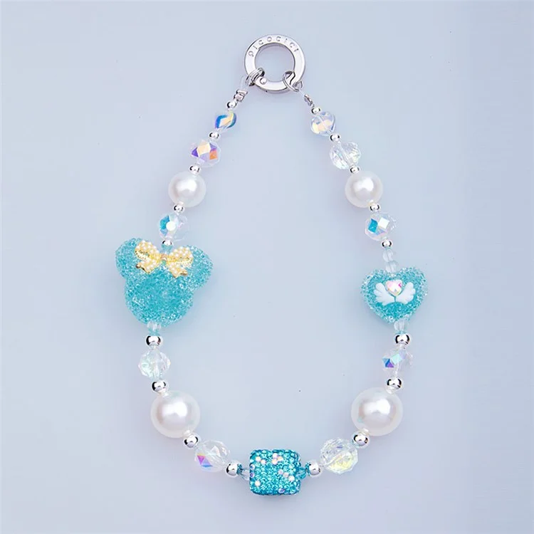 PICOCICI Cartoon Mouse Head Heart Decor Phone Anti-drop Lanyard Beaded Bracelet - Style A