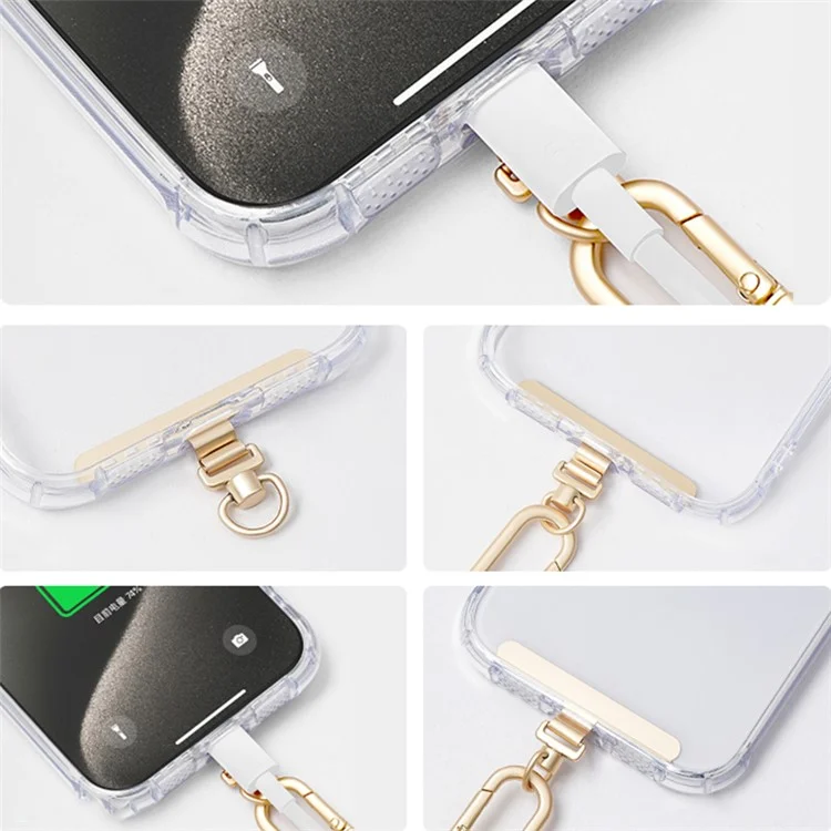 LEEU DESIGN Slim Phone Tether Tabs Anti-Lost 360-Degree Rotating Metal Safety Patch for Phone Case Lanyard - Silver