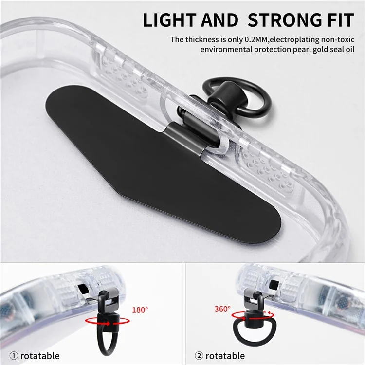 Linguetta da telefono in metallo Tether Universal Phone Lanyard Strap Patch con rotazione a 360 gradi - Nero