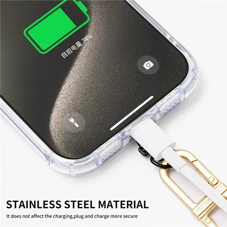Linguetta da telefono in metallo Tether Universal Phone Lanyard Strap Patch con rotazione a 360 gradi - Nero