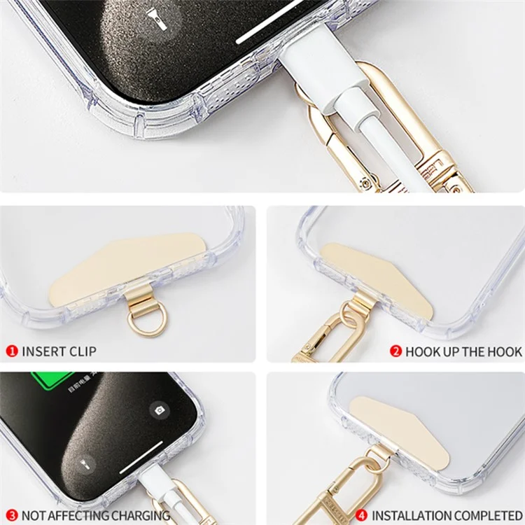 LEEU DESIGN Lanière de téléphone Tether Tab Patch en métal universel avec boucle - Or