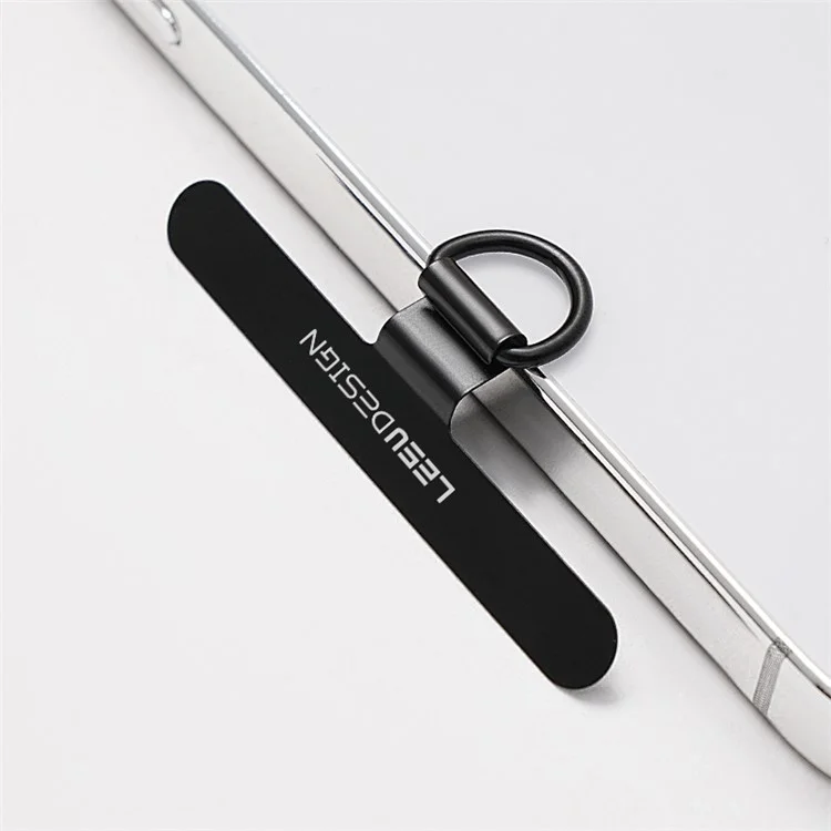 LEEU DESIGN Pestañas para teléfono Tether Tabs Universal Slim-Fit con anilla metálica - Negro