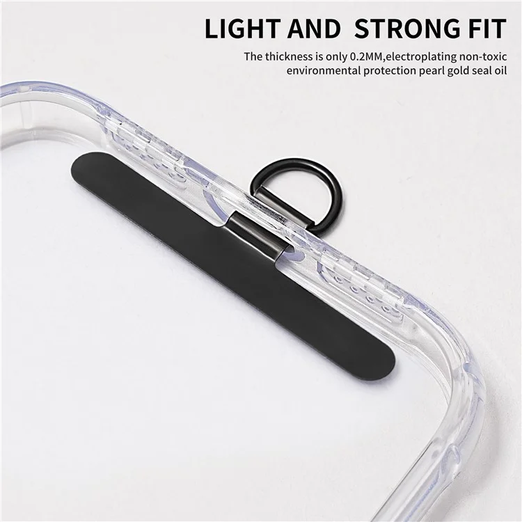 D-Buckle Phone Tether Tab Crossbody Phone Lanyard Pad Universal Metal Phone Strap Patch - Negro