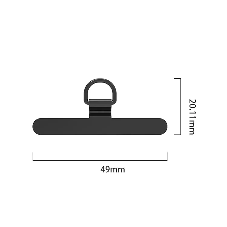 D-Buckle Phone Tether Tab Crossbody Phone Lanyard Pad Universal Metal Phone Strap Patch - Negro