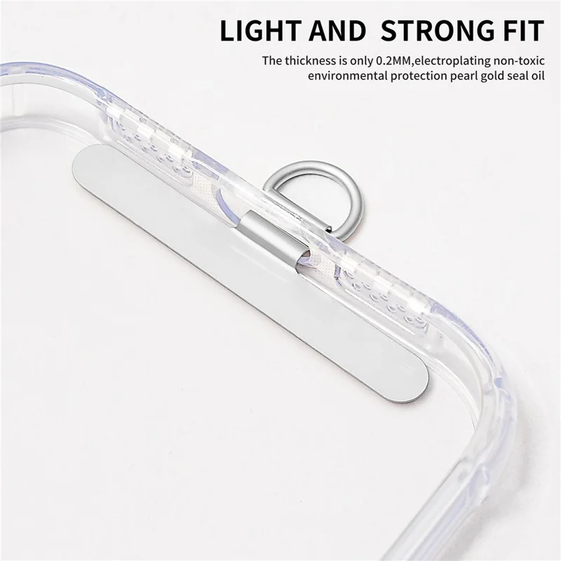 D-Buckle Phone Tether Tab Crossbody Phone Lanyard Pad Universal Metal Phone Strap Patch - Silver