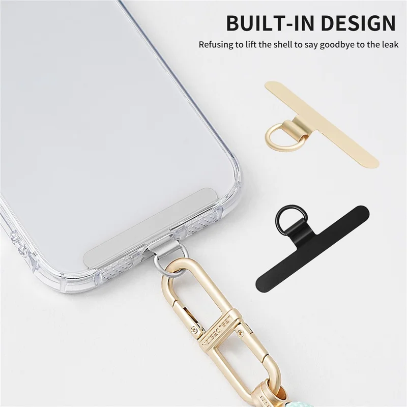 D-Buckle Phone Tether Tab Crossbody Phone Lanyard Pad Universal Metal Phone Strap Patch - Silver