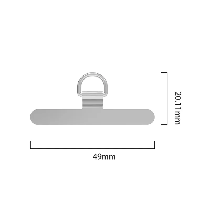 D-Buckle Phone Tether Tab Crossbody Phone Lanyard Pad Universal Metal Phone Strap Patch - Silver