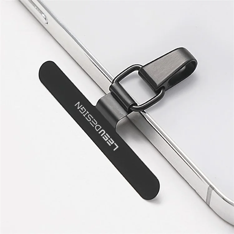 LEEU DESIGN Slim Phone Tether Tabs Anti-Lost Metal Safety Patch mit Schnalle für Handyhülle Lanyard - Schwarz