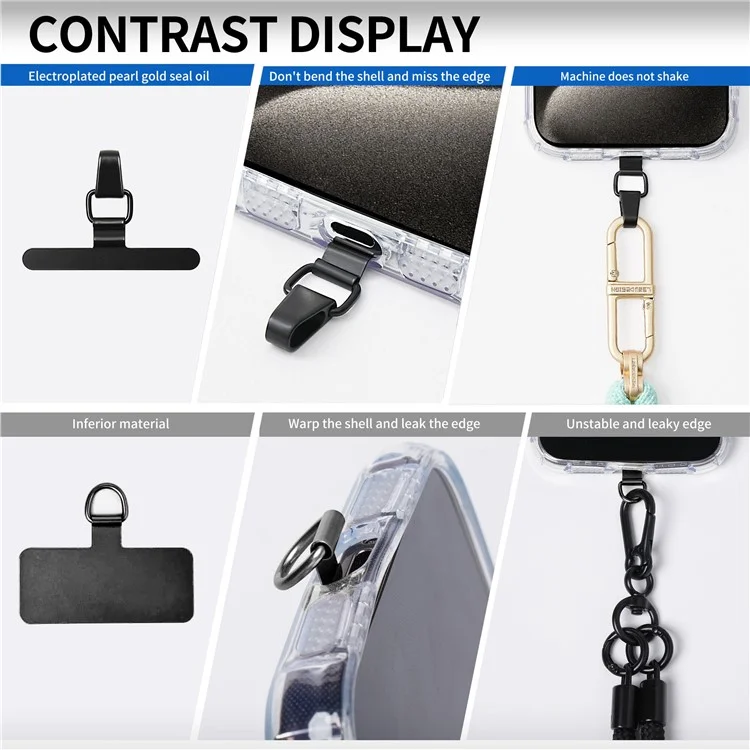 LEEU DESIGN Metal Phone Tether Tabs Universal Phone Lanyard Replacement Part - Black