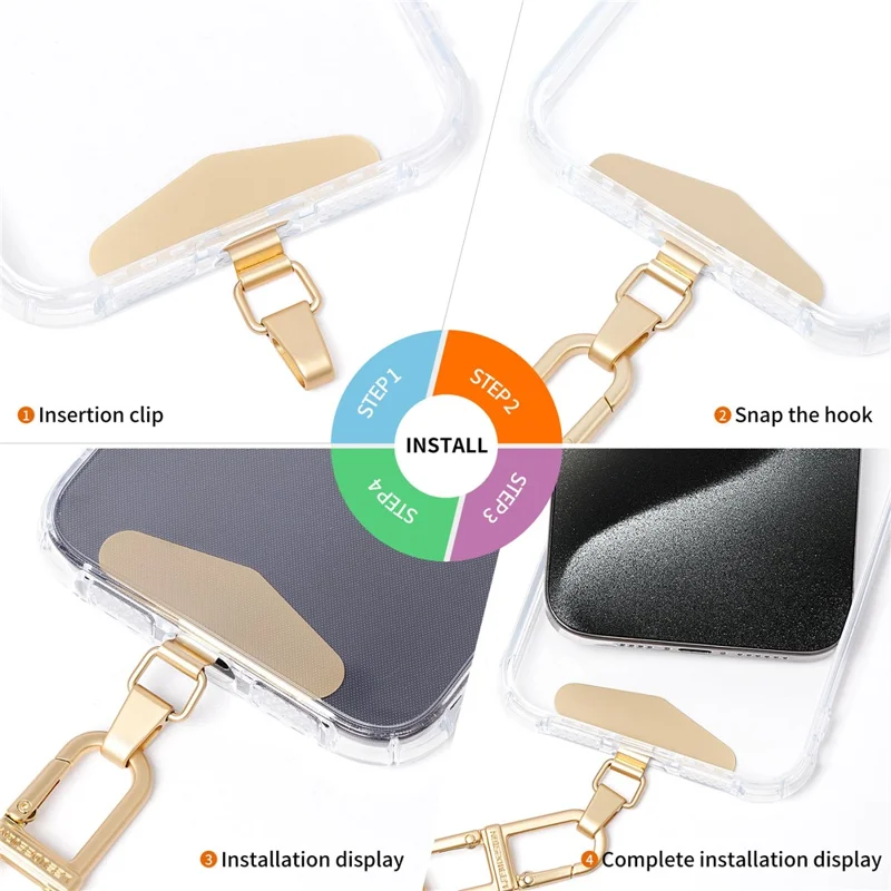 Uniwersalna Metalowa Nakładka w Kształcie Trójkąta do Paska na Telefon - Złota