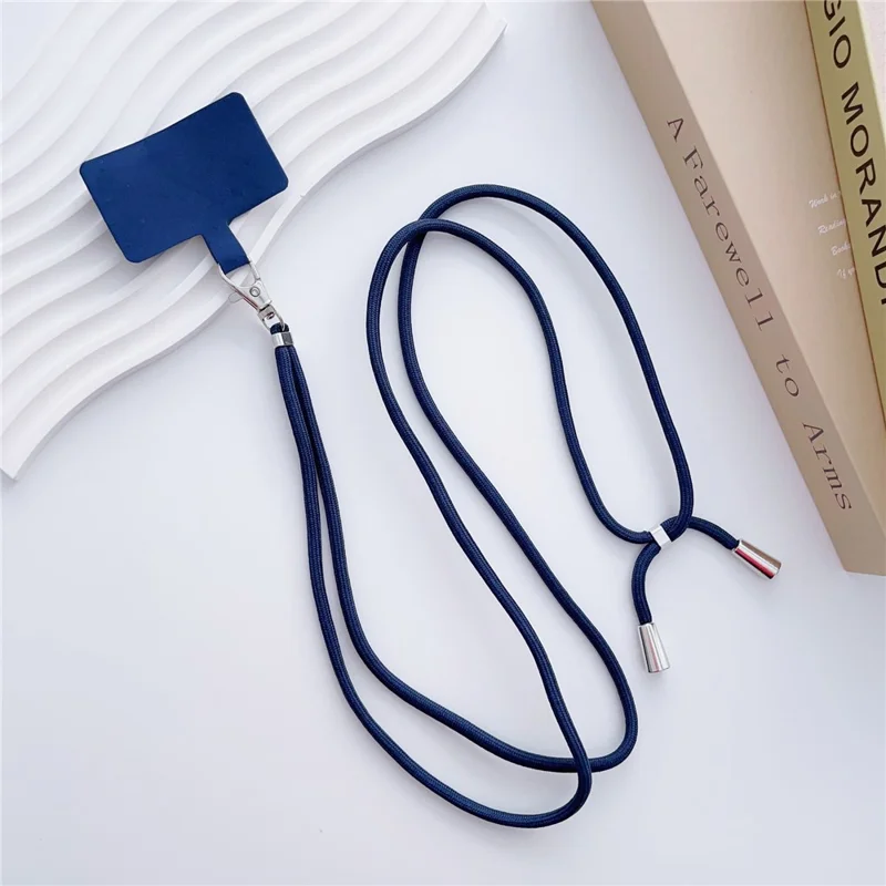 Phone Lanyard for iPhone 16 / 16 Plus / 16 Pro / 16 Pro Max Detachable Polyester Fiber Braided Phone Strap with Tether Tab - Sapphire