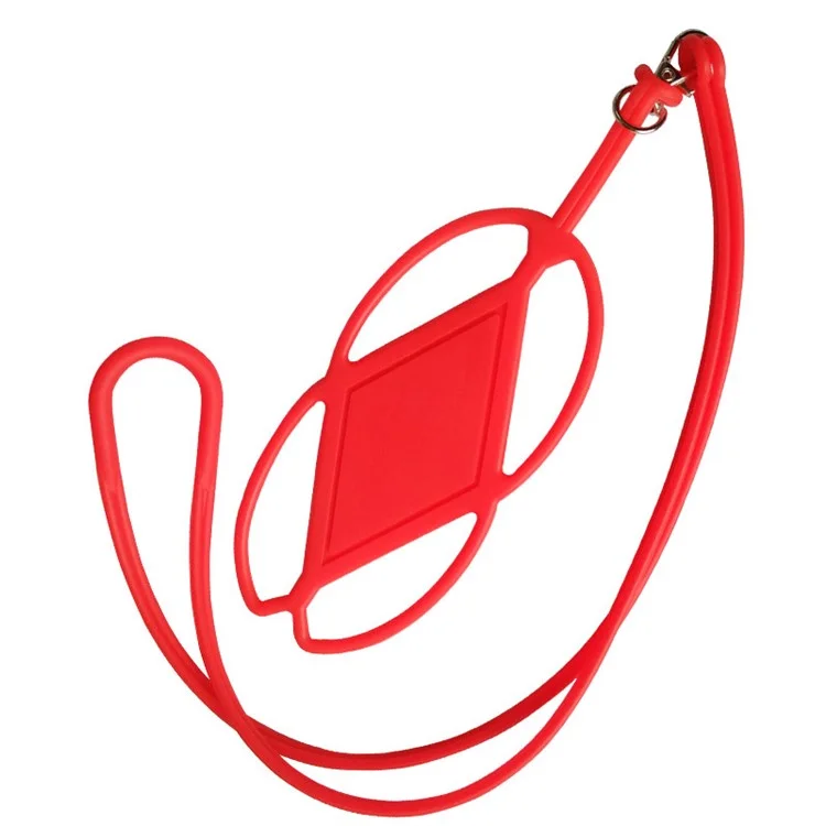For iPhone 16 / 16 Plus / 16 Pro / 16 Pro Max Lanyard Phone Tie Silicone Cell Phone Neck Strap - Red
