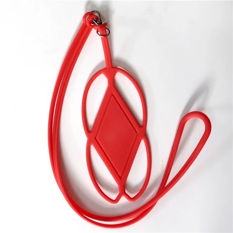 For iPhone 16 / 16 Plus / 16 Pro / 16 Pro Max Lanyard Phone Tie Silicone Cell Phone Neck Strap - Red