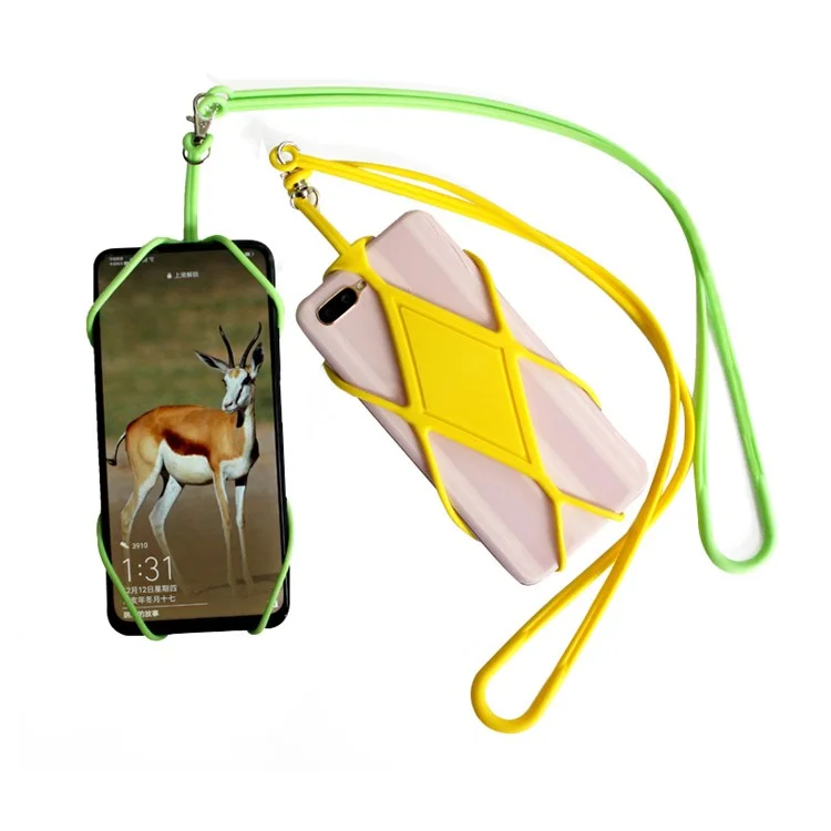 For iPhone 16 / 16 Plus / 16 Pro / 16 Pro Max Lanyard Phone Tie Silicone Cell Phone Neck Strap - Green