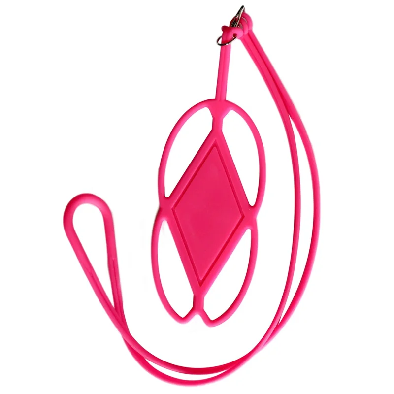 For iPhone 16 / 16 Plus / 16 Pro / 16 Pro Max Lanyard Phone Tie Silicone Cell Phone Neck Strap - Rose
