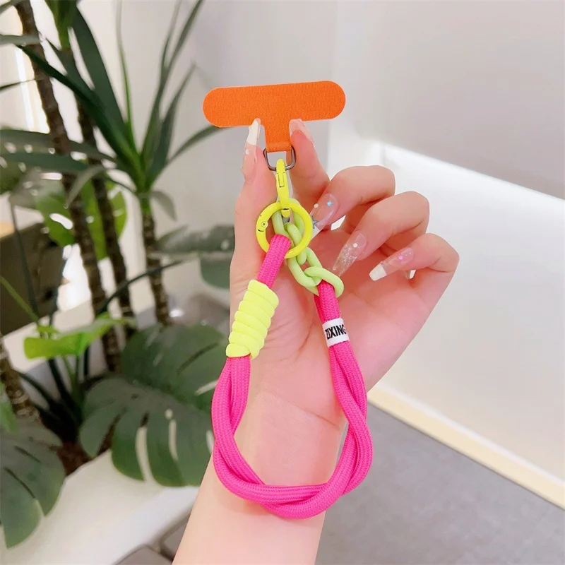 Dopamine Design Mobile Phone Wrist Strap with Tether Tab Anti-Lost Cell Phone Strap - Rosa / Verde