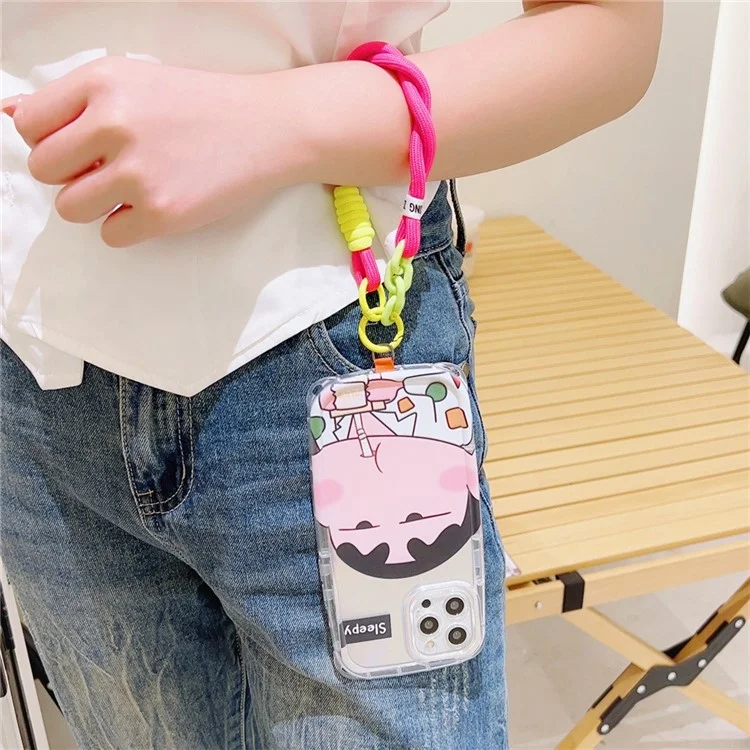 Dopamine Design Mobile Phone Wrist Strap with Tether Tab Anti-Lost Cell Phone Strap - Rosa / Verde