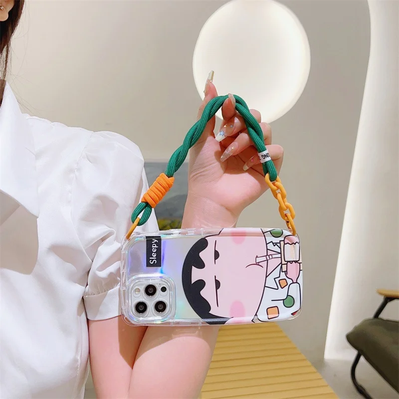 Dopamine Design Mobile Phone Wrist Strap with Tether Tab Anti-Lost Cell Phone Strap - Rosa / Verde