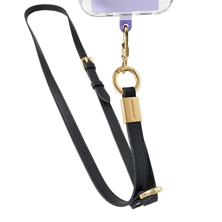 JOYSCOMM 150cm PU Leder Umhängetasche Telefon Halsband Schultergurt mit Tether Tab - Schwarz