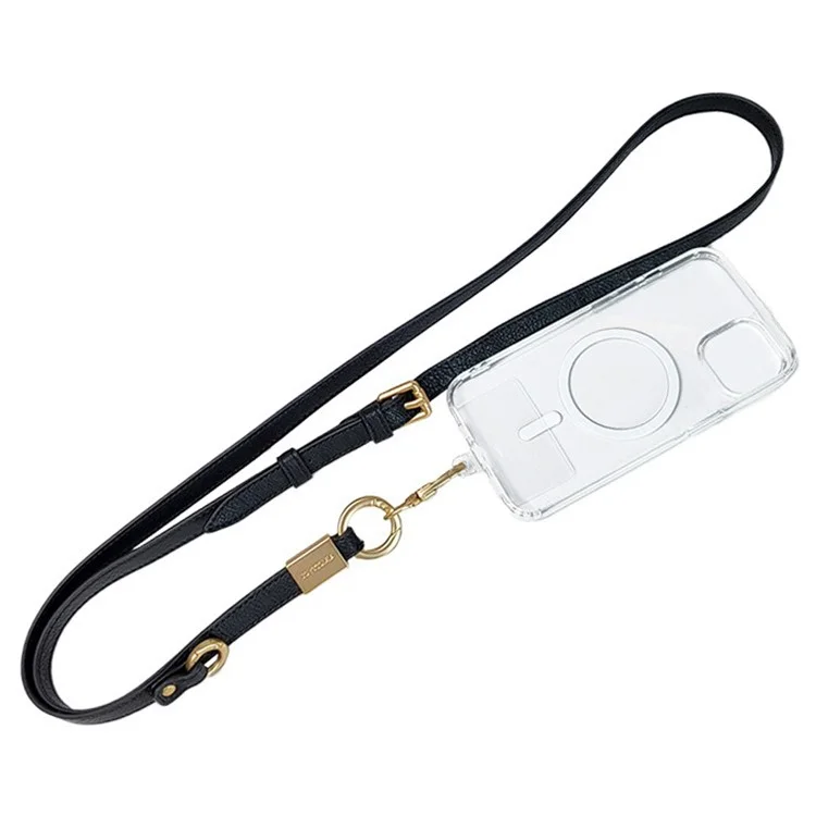 JOYSCOMM 150cm PU Leder Umhängetasche Telefon Halsband Schultergurt mit Tether Tab - Schwarz