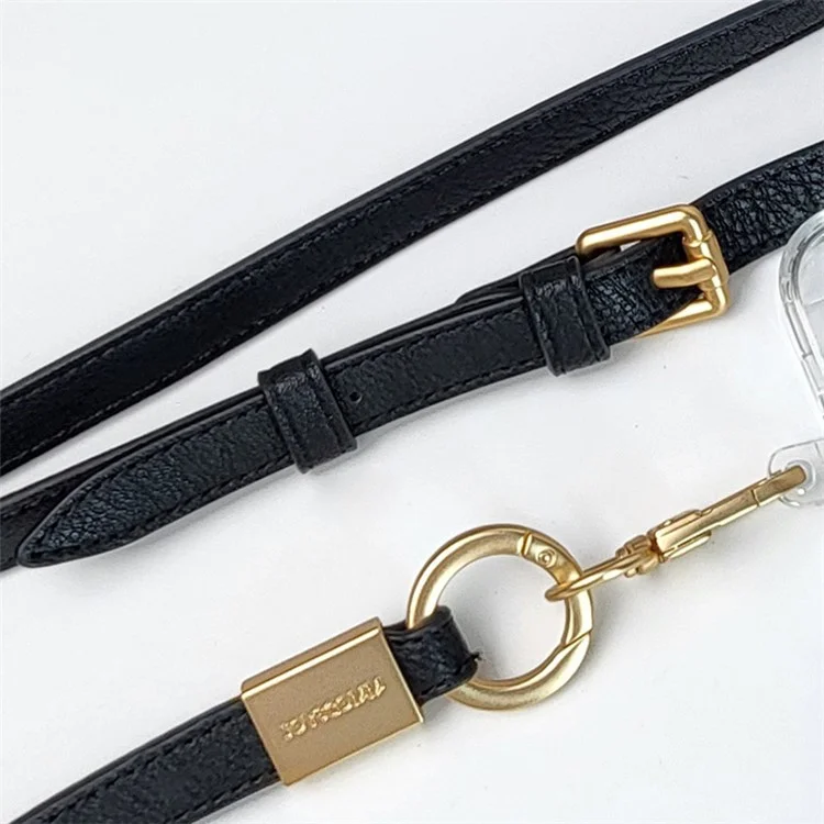 JOYSCOMM 150cm PU Leder Umhängetasche Telefon Halsband Schultergurt mit Tether Tab - Schwarz