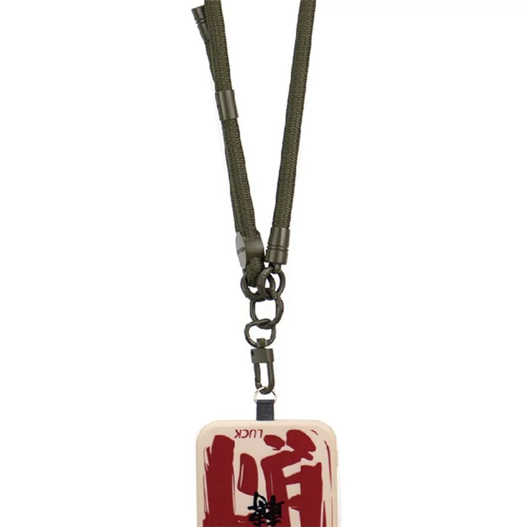 JOYSCOMM JB Serie 7 mm runder Seil-Umhänge-Handyhals-Lanyard-Schultergurt mit Tether-Tab, Länge: 150 cm - Armeegrün