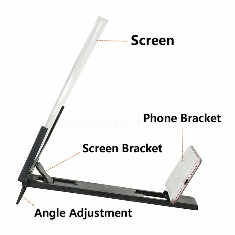 F3 14-inch Phone Screen Magnifier HD Movie Viewing Screen Videos Magnifying Foldable Stand - White