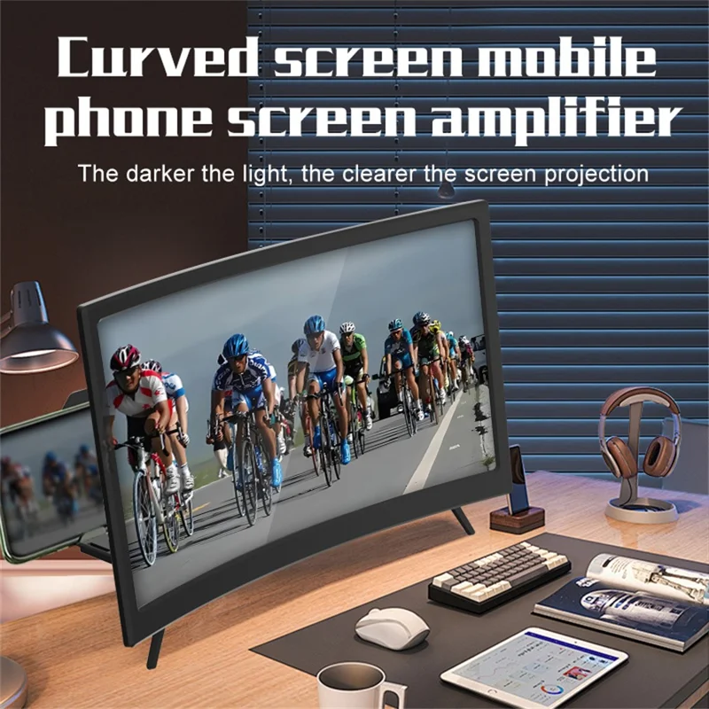 Ingranditore Schermo Telefono 12 Pollici Ultra HD Schermo Curvo Amplificatore Lente d'Ingrandimento 3D con Supporto Pigro
