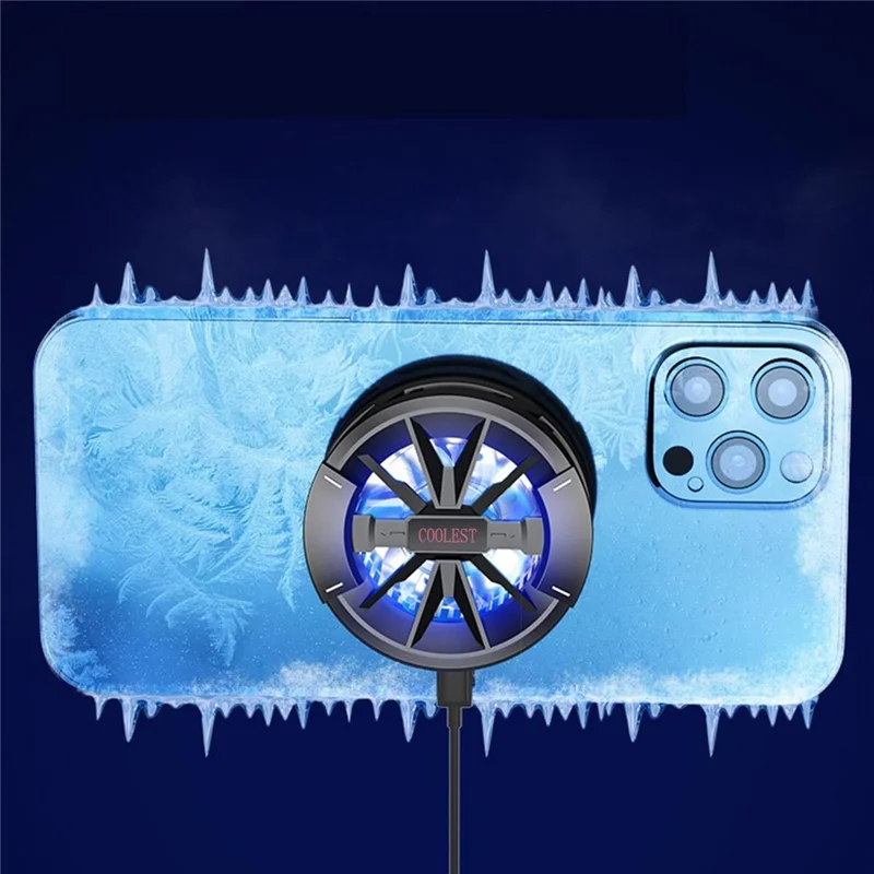 JS-40 Magnetic Phone Back Radiator Fan Cellphone Live Streaming Gaming Heat Dissipation Cooler - Black