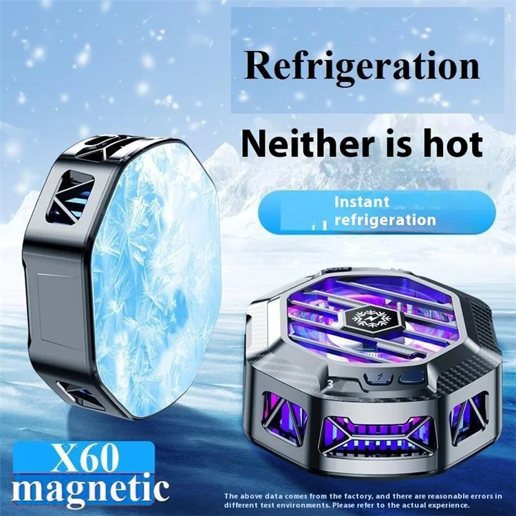 X60 Magnetic Cell Phone Cooler Semiconductor Radiator with Wireless Charging RGB Lighting for Gaming