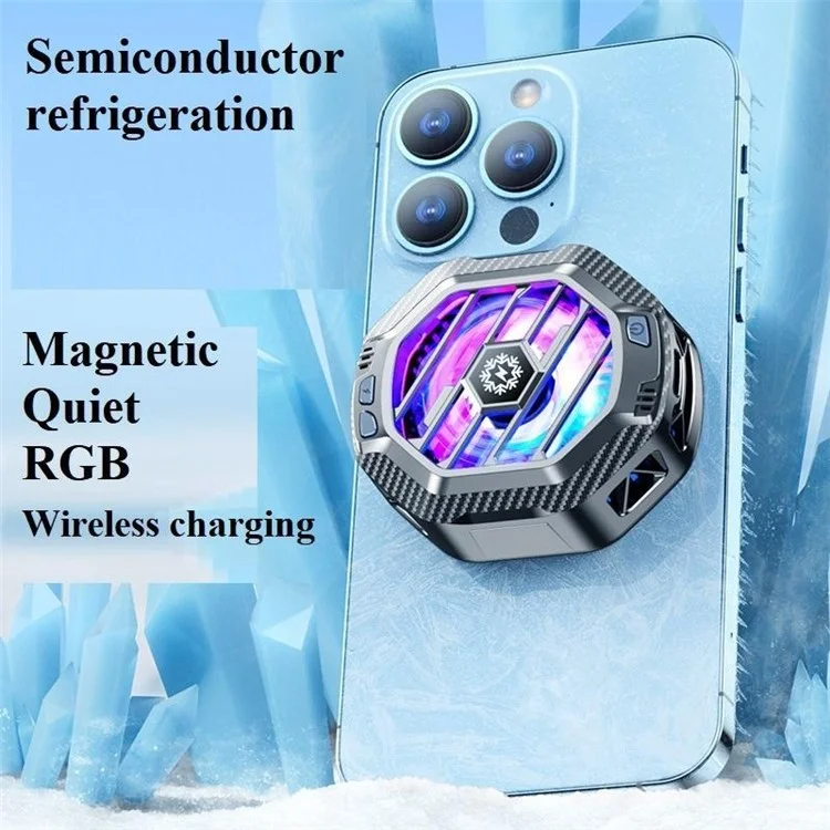 X60 Magnetic Cell Phone Cooler Semiconductor Radiator with Wireless Charging RGB Lighting for Gaming