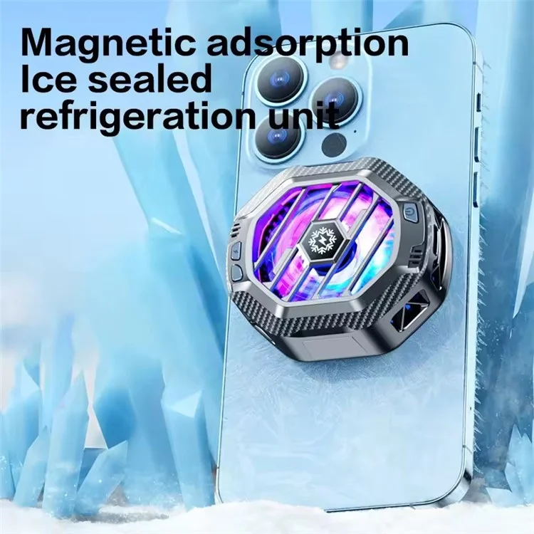X60A Cell Phone Cooling Fan Magnetic Semiconductor Phone Cooler with Wireless Charging RGB Lighting Adjustable Cooling Levels