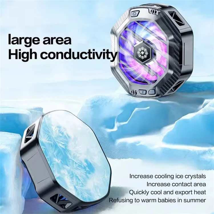 X60A Cell Phone Cooling Fan Magnetic Semiconductor Phone Cooler with Wireless Charging RGB Lighting Adjustable Cooling Levels